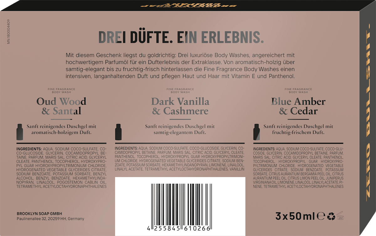 Brooklyn Soap Company Coffret cadeau Fine Fragrance Collection 3 pièces, 1 unité