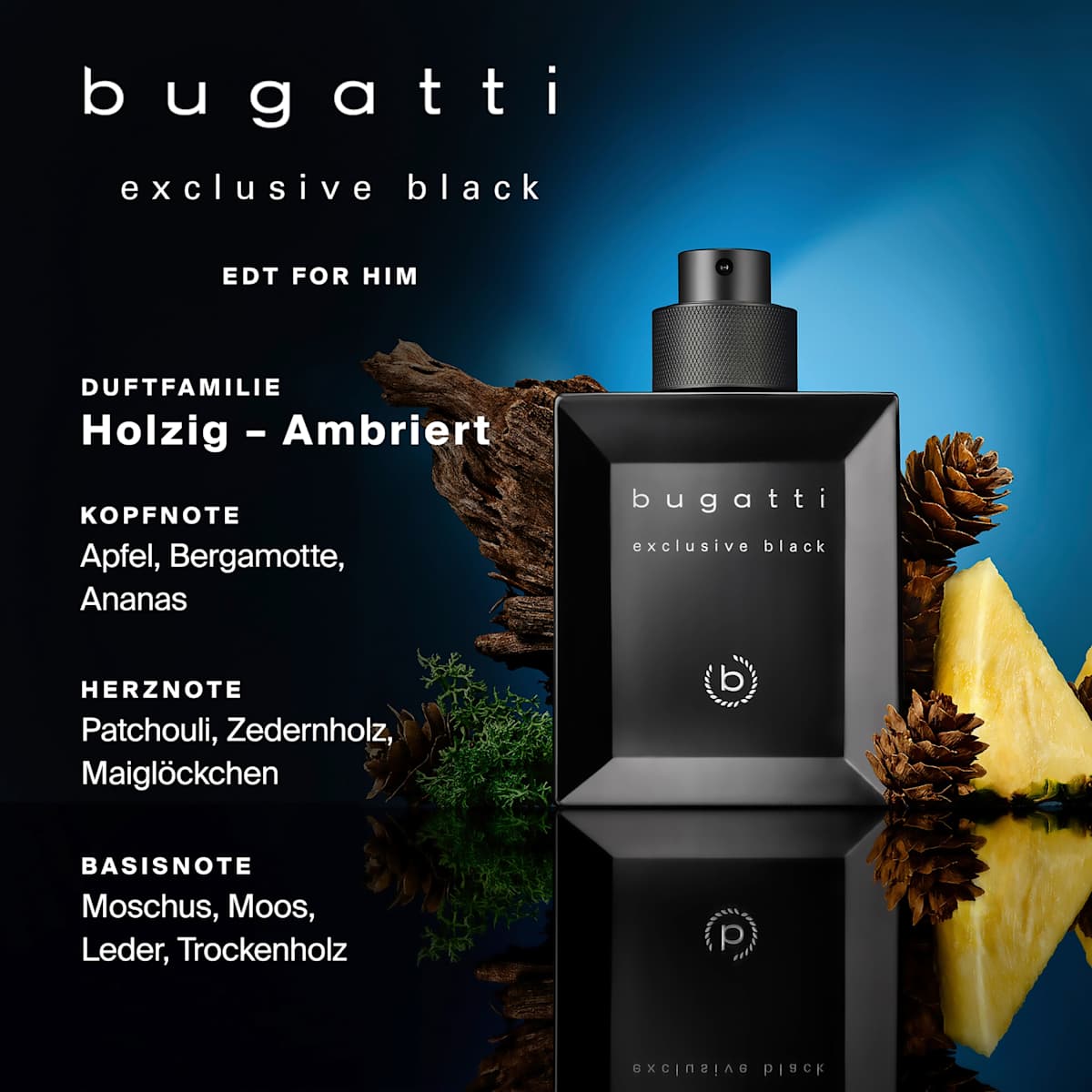 bugatti Exclusive Black for him Eau de Toilette, 100 ml