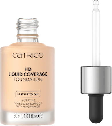 Foundation Liquid HD Coverage Waterproof 002 Porcelain Beige, 30 ml