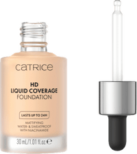 Foundation Liquid HD Coverage Waterproof 002 Porcelain Beige, 30 ml