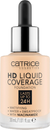 Foundation Liquid HD Coverage Waterproof 002 Porcelain Beige, 30 ml