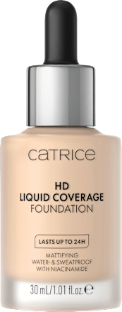 Foundation Liquid HD Coverage Waterproof 10 Light Beige, 30 ml