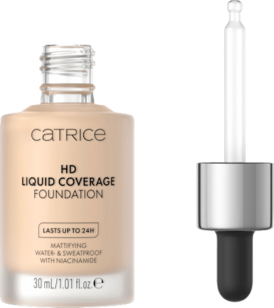 Foundation Liquid HD Coverage Waterproof 10 Light Beige, 30 ml