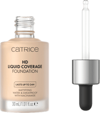 Foundation Liquid HD Coverage Waterproof 10 Light Beige, 30 ml