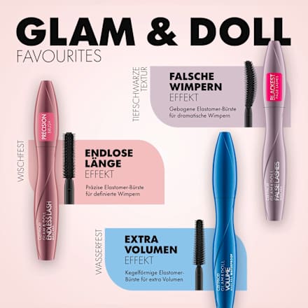 Mascara Glam & Doll Volume Waterproof 010  Black, 10 ml