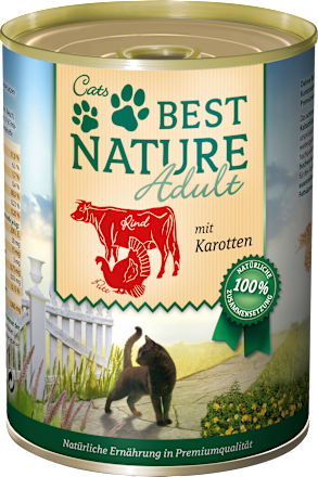 Nat kattenvoer met rundvlees, kalkoen en wortelen, 400 g