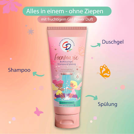 Kinder Duschgel, Shampoo & Spülung 3in1 Mädchen, Feenmagie, 250 ml