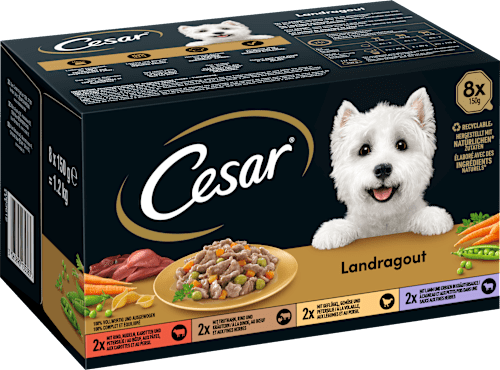 Natvoer voor honden Country Kitchen Variatie in Saus, Multipack (8x150 g), 1,2 kg