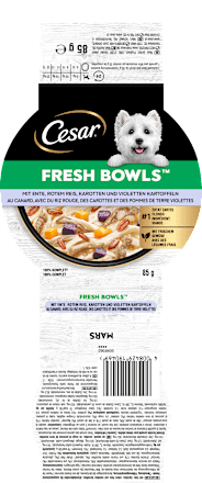 Nassfutter Hund mit Ente, Reis & Karotten, fresh bowls, 85 g