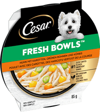 Nassfutter Hund mit Huhn, Karotten & Bohnen, fresh bowls, 85 g