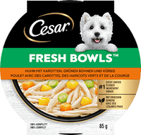 Nassfutter Hund mit Huhn, Karotten & Bohnen, fresh bowls, 85 g