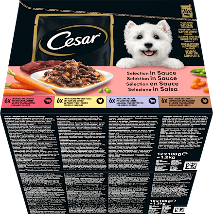 Nassfutter Hund Selection in Sauce, Multipack (24x100 g), 2,4 kg