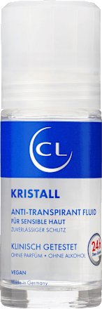 Antitranspirant deodorant roll-on Crystal Mineral Fluid extra gevoelig, 50 ml