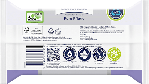 Vochtig Toiletpapier Pure Care, 42 stuks