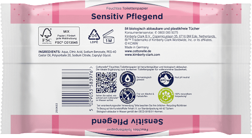 Vochtig Toiletpapier Gevoelig Verzorgend, Maxi Pack, 84 stuks