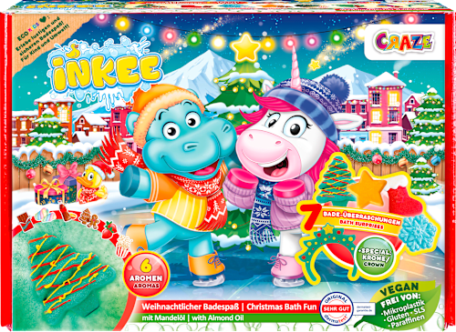 Cadeauset kinderbadtoevoeging Hippo Box Kerst 8-delig, 1 stuk