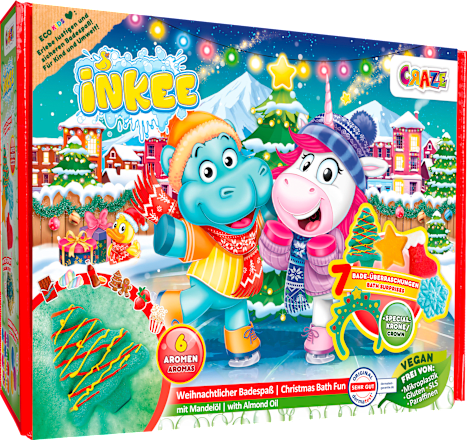 Cadeauset kinderbadtoevoeging Hippo Box Kerst 8-delig, 1 stuk
