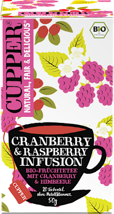 Früchtetee mit Cranberry & Himbeere (20 Beutel), 50 g Cupper