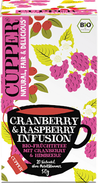 Früchtetee mit Cranberry & Himbeere (20 Beutel), 50 g Cupper