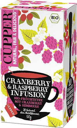 Früchtetee mit Cranberry & Himbeere (20 Beutel), 50 g Cupper