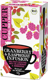 Früchtetee mit Cranberry & Himbeere (20 Beutel), 50 g Cupper
