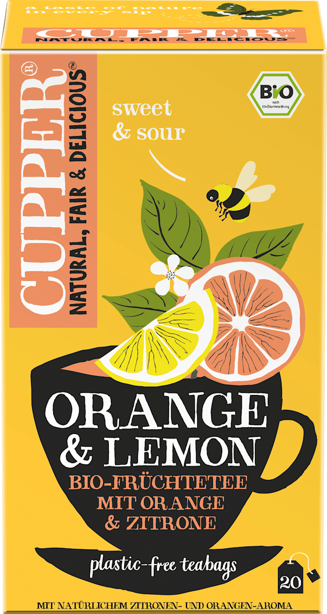 Cupper Früchtetee, Orange & Lemon mit Orange & Zitrone (20 Beutel), 50 g