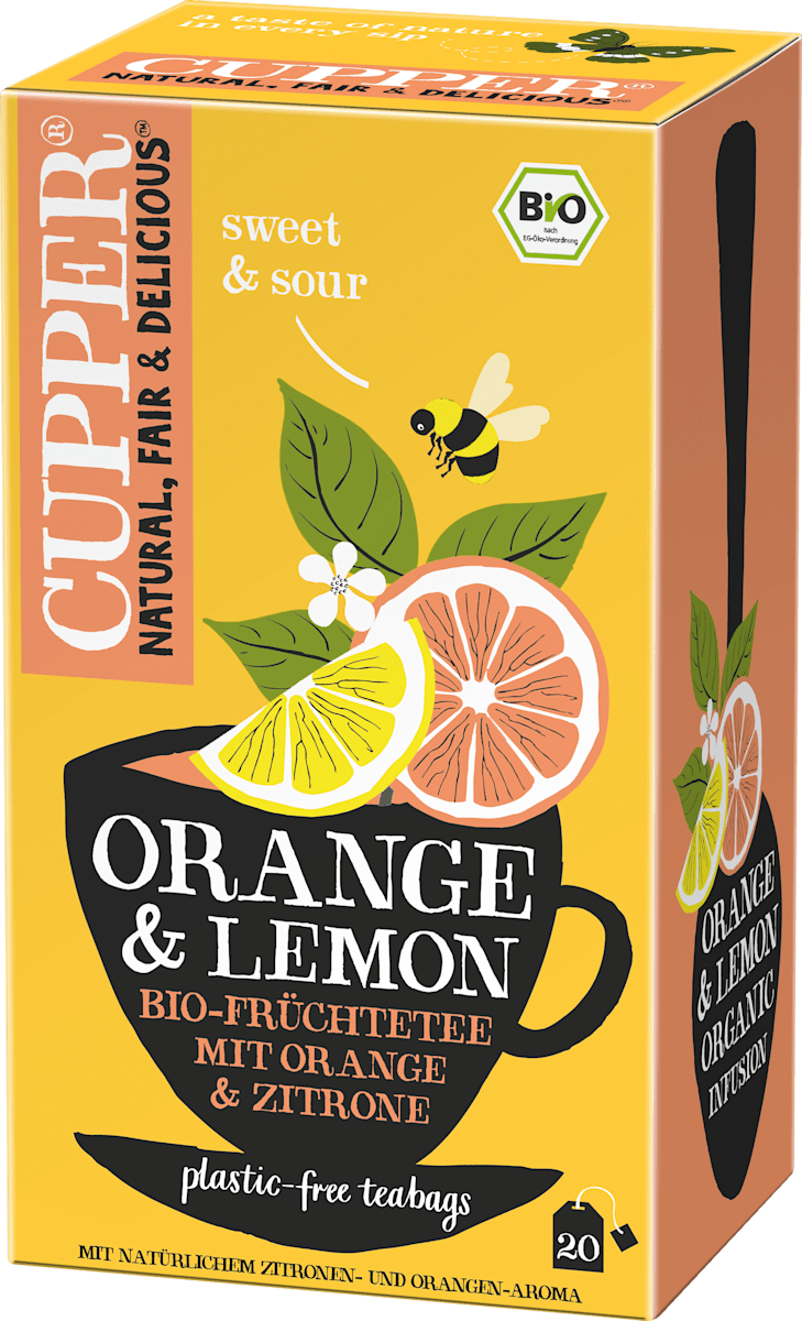 Cupper Früchtetee, Orange & Lemon mit Orange & Zitrone (20 Beutel), 50 g