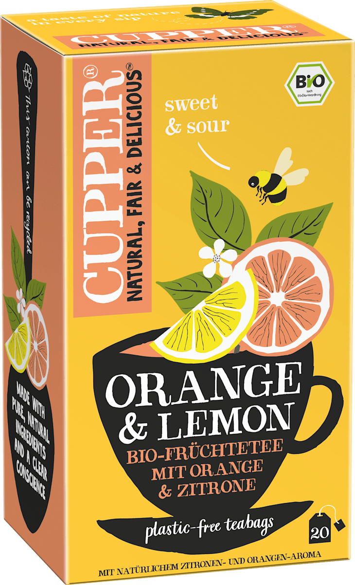 Cupper Früchtetee, Orange & Lemon mit Orange & Zitrone (20 Beutel), 50 g