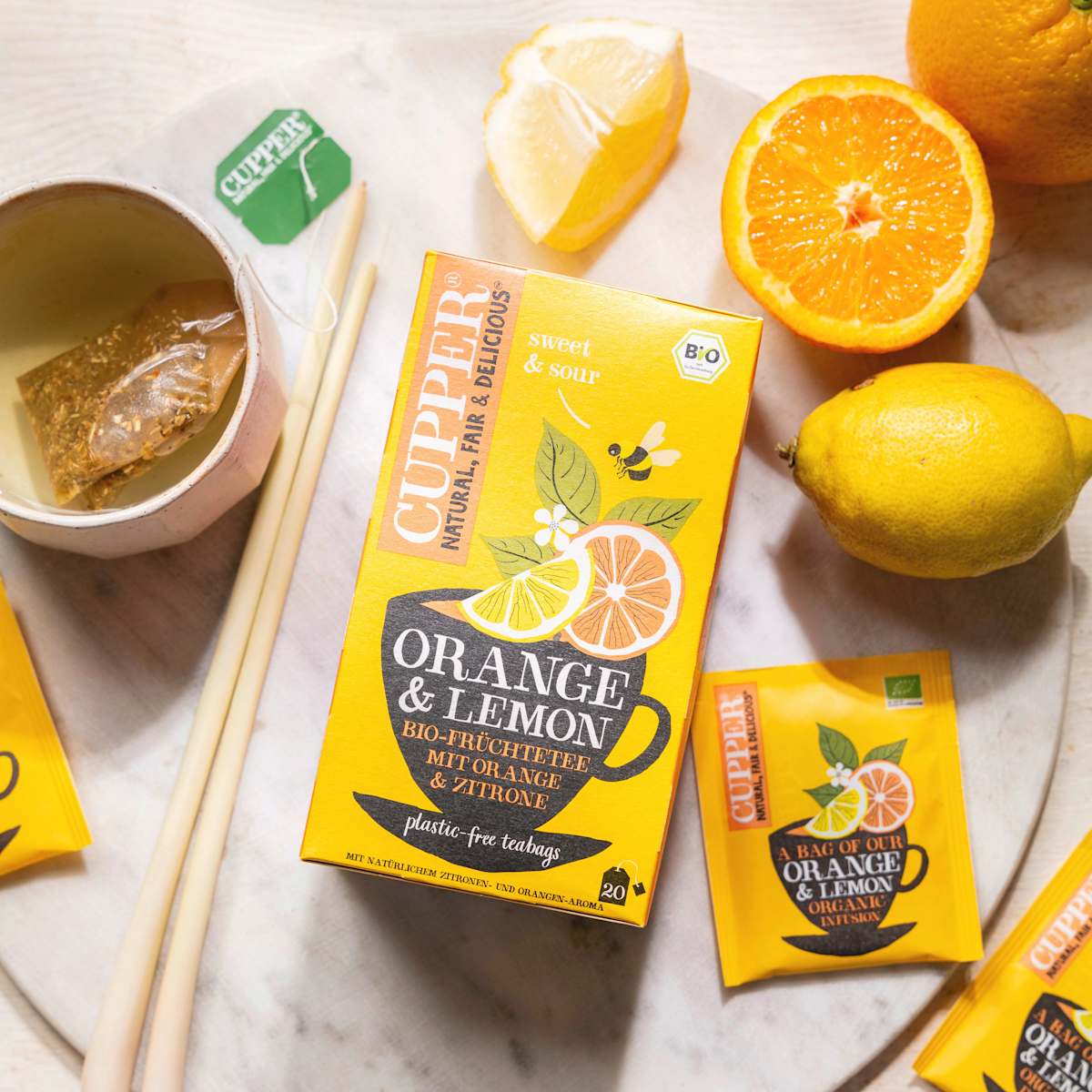 Cupper Früchtetee, Orange & Lemon mit Orange & Zitrone (20 Beutel), 50 g