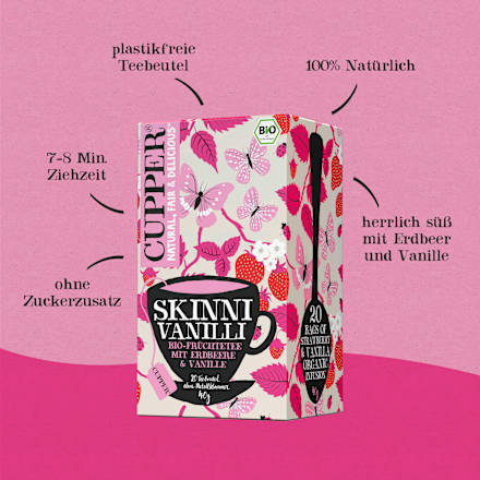 Früchtetee "Skinni Vanilli" mit Erdbeere & Vanille (20 Beutel), 40 g