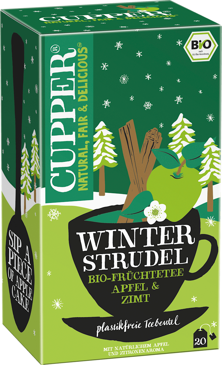 Cupper Früchtetee, Winter Strudel mit Apfel & Zimt (20 Beutel), 50 g