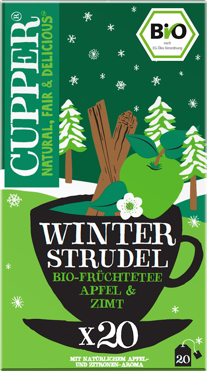 Cupper Früchtetee, Winter Strudel mit Apfel & Zimt (20 Beutel), 50 g