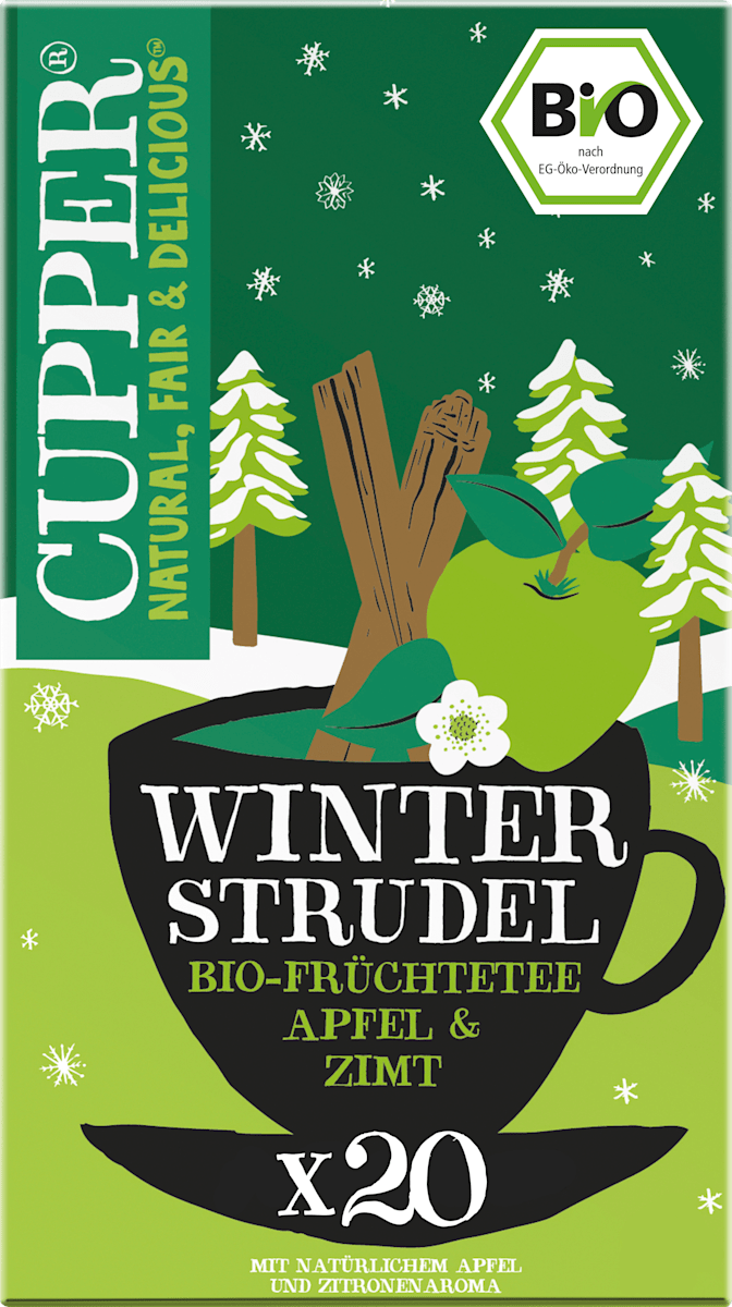 Cupper Früchtetee, Winter Strudel mit Apfel & Zimt (20 Beutel), 50 g