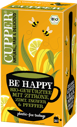 Gewürztee "Be Happy" mit Zitrone, Zimt, Ingwer, schwarzer Pfeffer (20 Beutel), 40 g