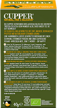 Gewürztee "Be Happy" mit Zitrone, Zimt, Ingwer, schwarzer Pfeffer (20 Beutel), 40 g