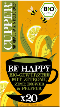 Gewürztee "Be Happy" mit Zitrone, Zimt, Ingwer, schwarzer Pfeffer (20 Beutel), 40 g