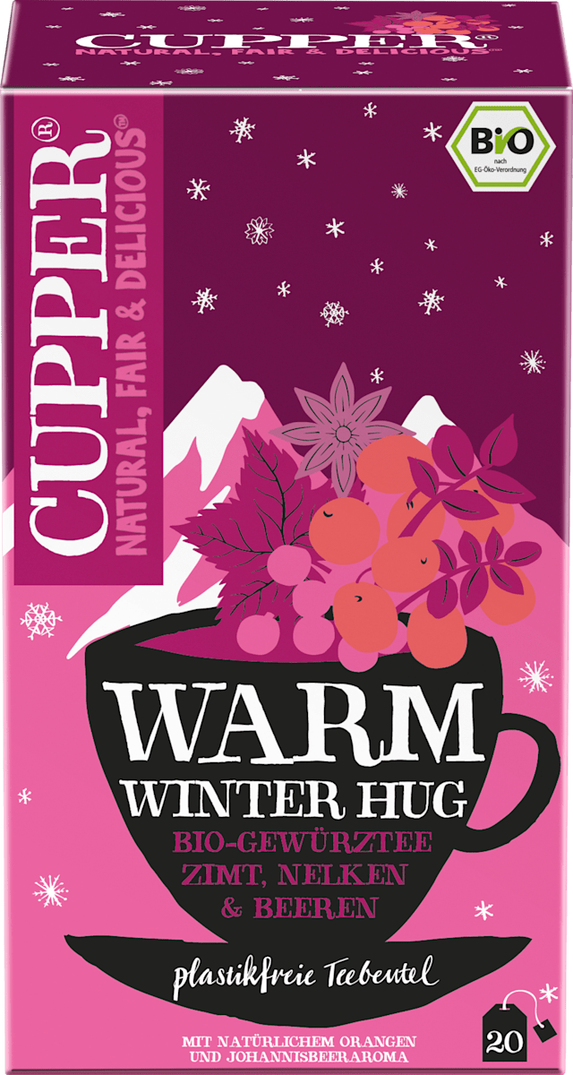 Cupper Gewürztee, Warm Winter Hug mit Zimt, Nelken & Beeren (20 Beutel), 40 g