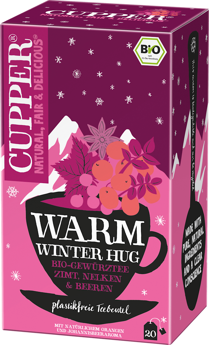 Cupper Gewürztee, Warm Winter Hug mit Zimt, Nelken & Beeren (20 Beutel), 40 g