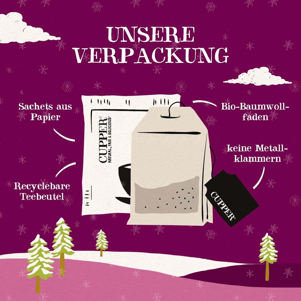 Cupper Gewürztee, Warm Winter Hug mit Zimt, Nelken & Beeren (20 Beutel), 40 g