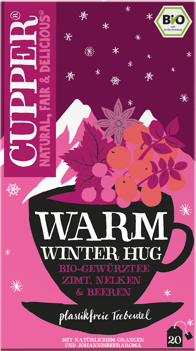 Cupper Gewürztee, Warm Winter Hug mit Zimt, Nelken & Beeren (20 Beutel), 40 g