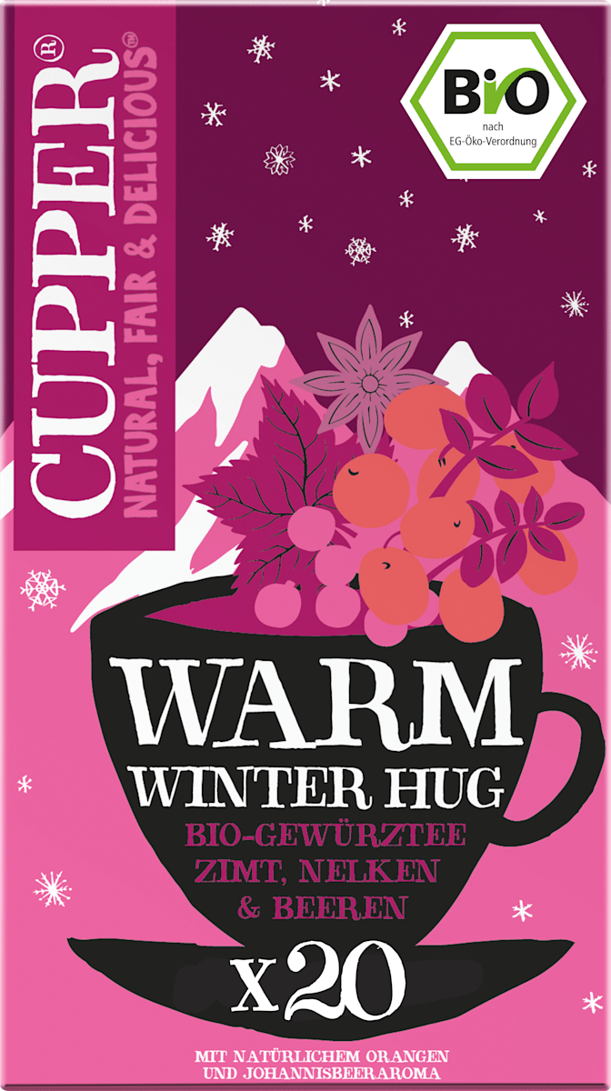 Cupper Gewürztee, Warm Winter Hug mit Zimt, Nelken & Beeren (20 Beutel), 40 g