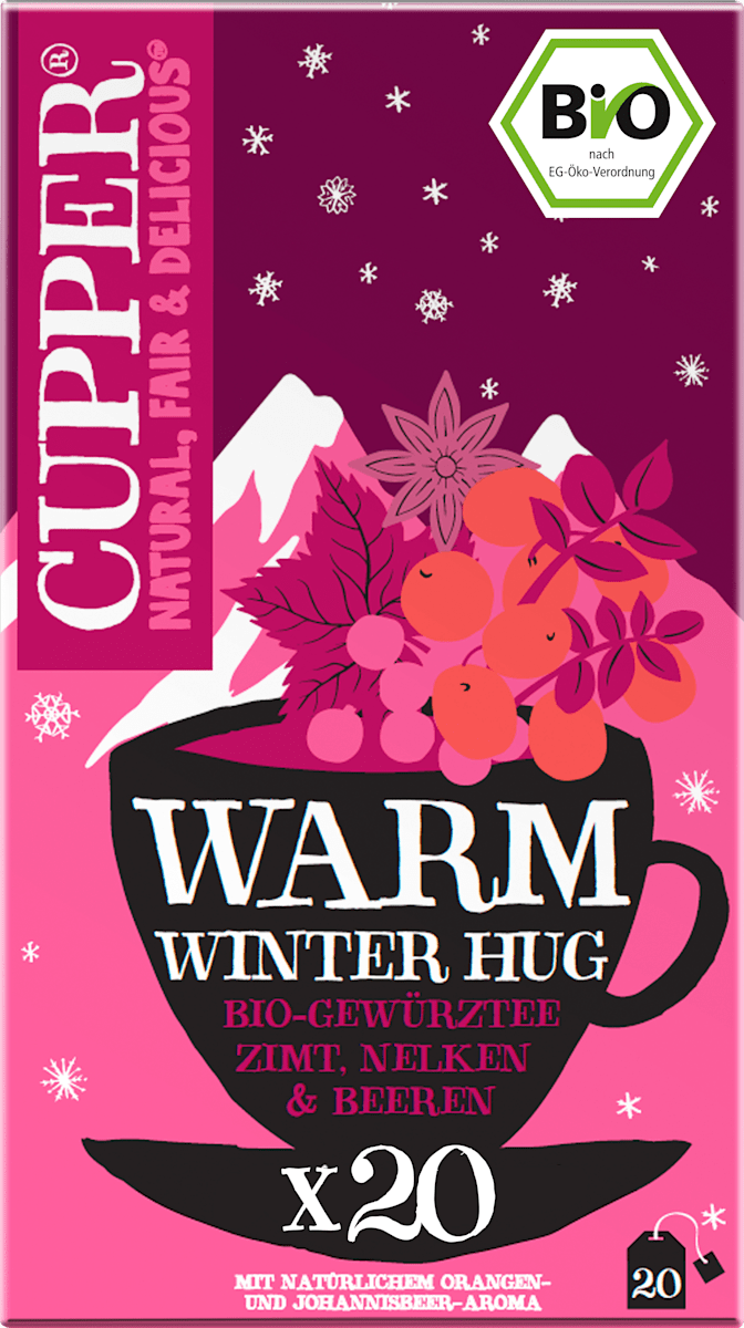 Cupper Gewürztee, Warm Winter Hug mit Zimt, Nelken & Beeren (20 Beutel), 40 g