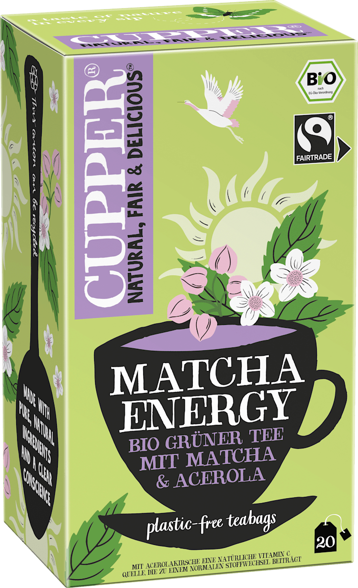 Cupper Grüner Tee,  Matcha Energy mit Matcha & Acerola (20 Beutel), 40 g