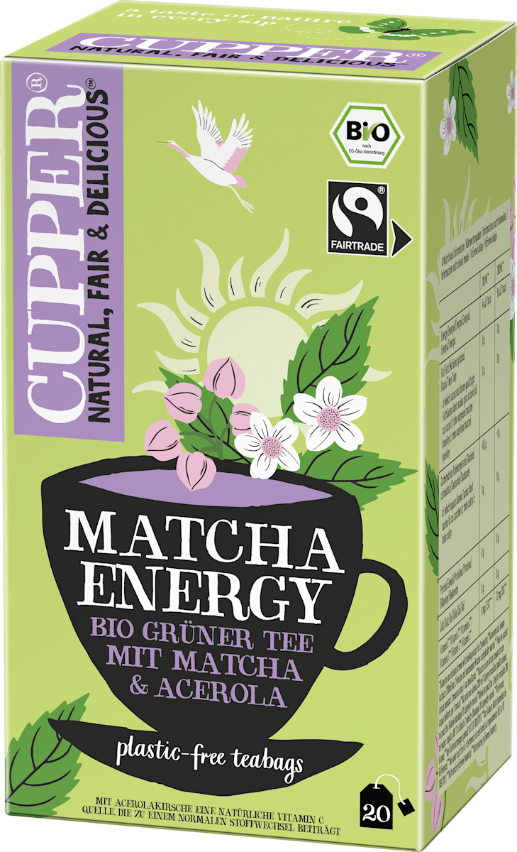 Cupper Grüner Tee,  Matcha Energy mit Matcha & Acerola (20 Beutel), 40 g
