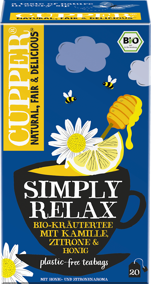 Kräutertee, Simply Relax mit Kamille, Zitrone & Honig (20 Beutel), 40 g