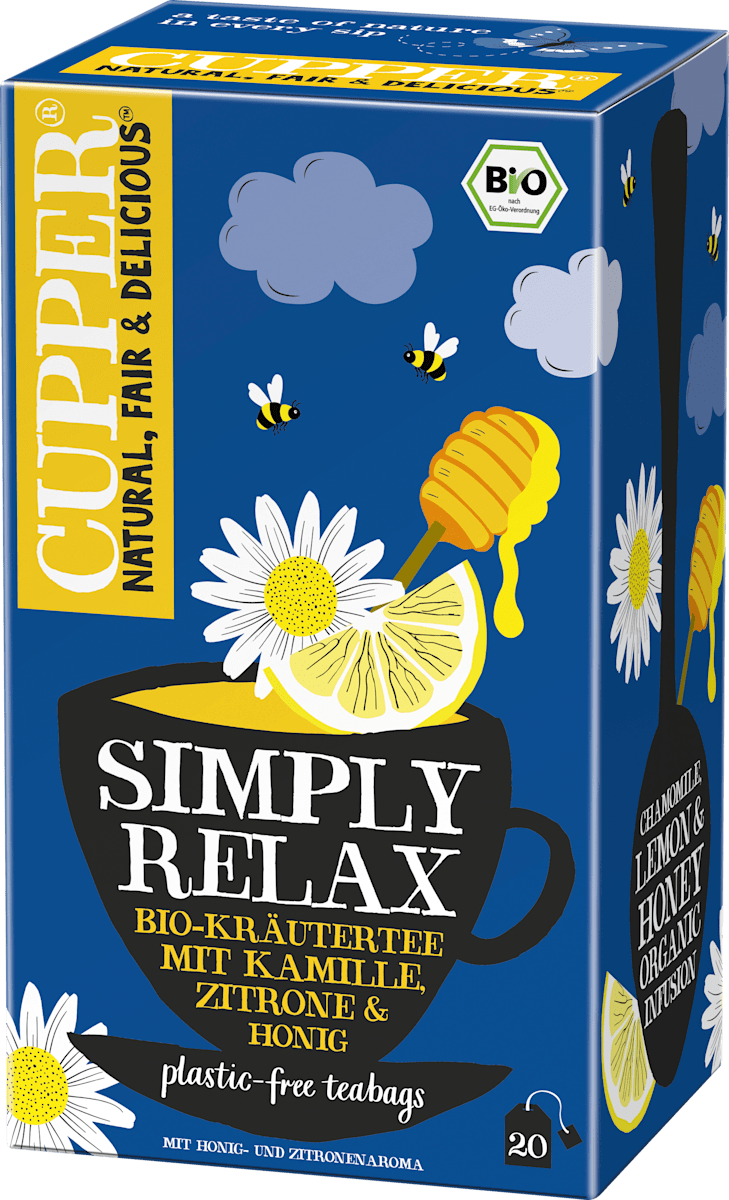 Kräutertee, Simply Relax mit Kamille, Zitrone & Honig (20 Beutel), 40 g