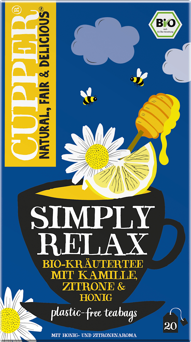 Kräutertee, Simply Relax mit Kamille, Zitrone & Honig (20 Beutel), 40 g