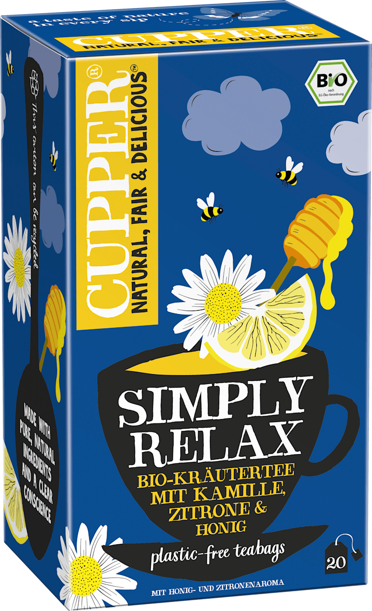 Kräutertee, Simply Relax mit Kamille, Zitrone & Honig (20 Beutel), 40 g