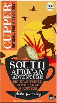Kruidenthee "South African Adventure" met kaneel, cacao &amp; rooibos (20 theezakjes), 40 g