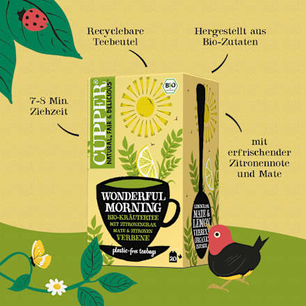 Kräutertee "Wonderful Morning" mit Zitronengras, Mate & Zitronenverbene (20 Beutel), 35 g